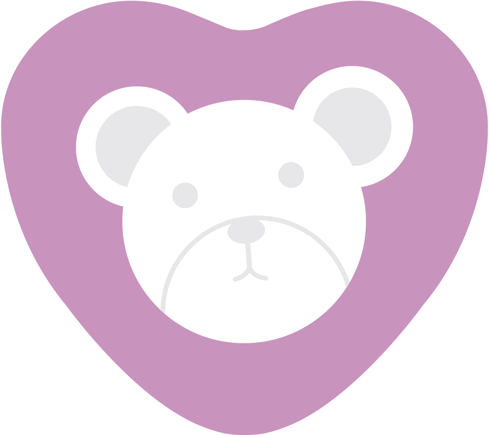 곰배경 보라색 둥근하트