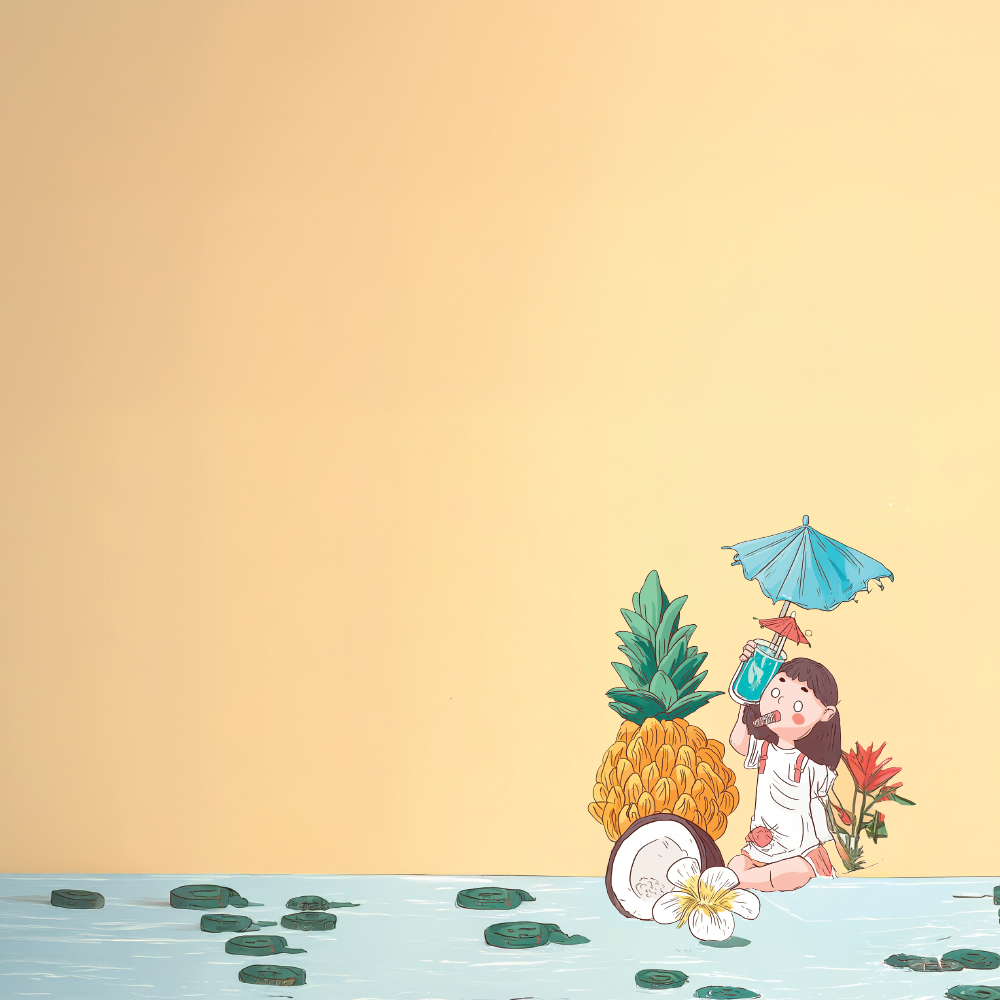 즐거운 코코넛 주스타임