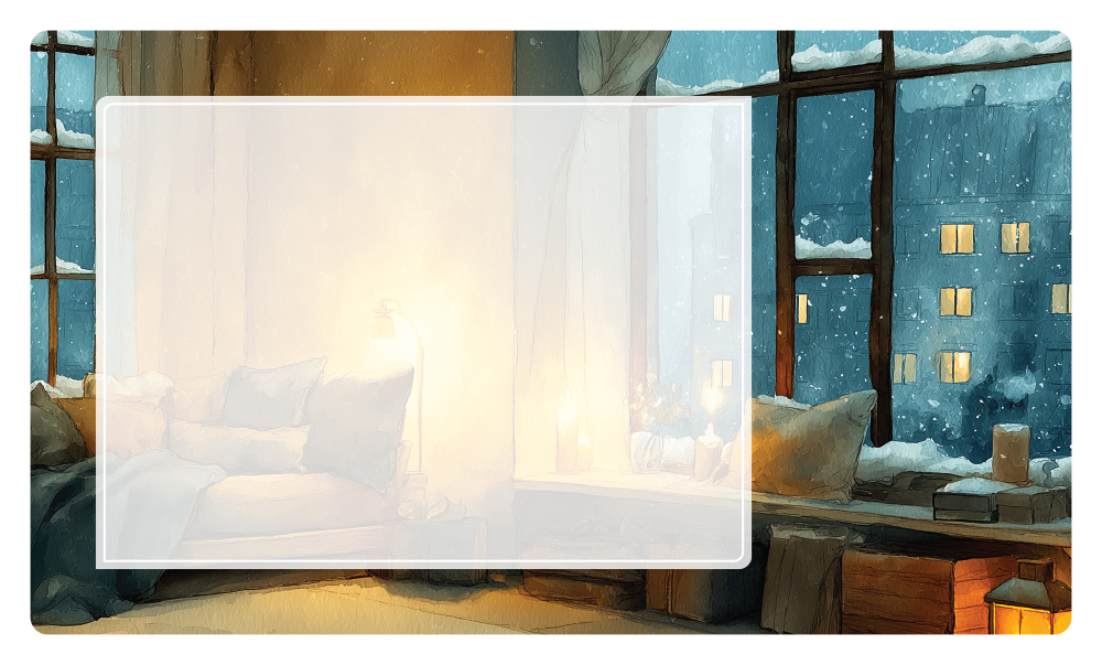 아늑한 실내, 겨울의 창가에서