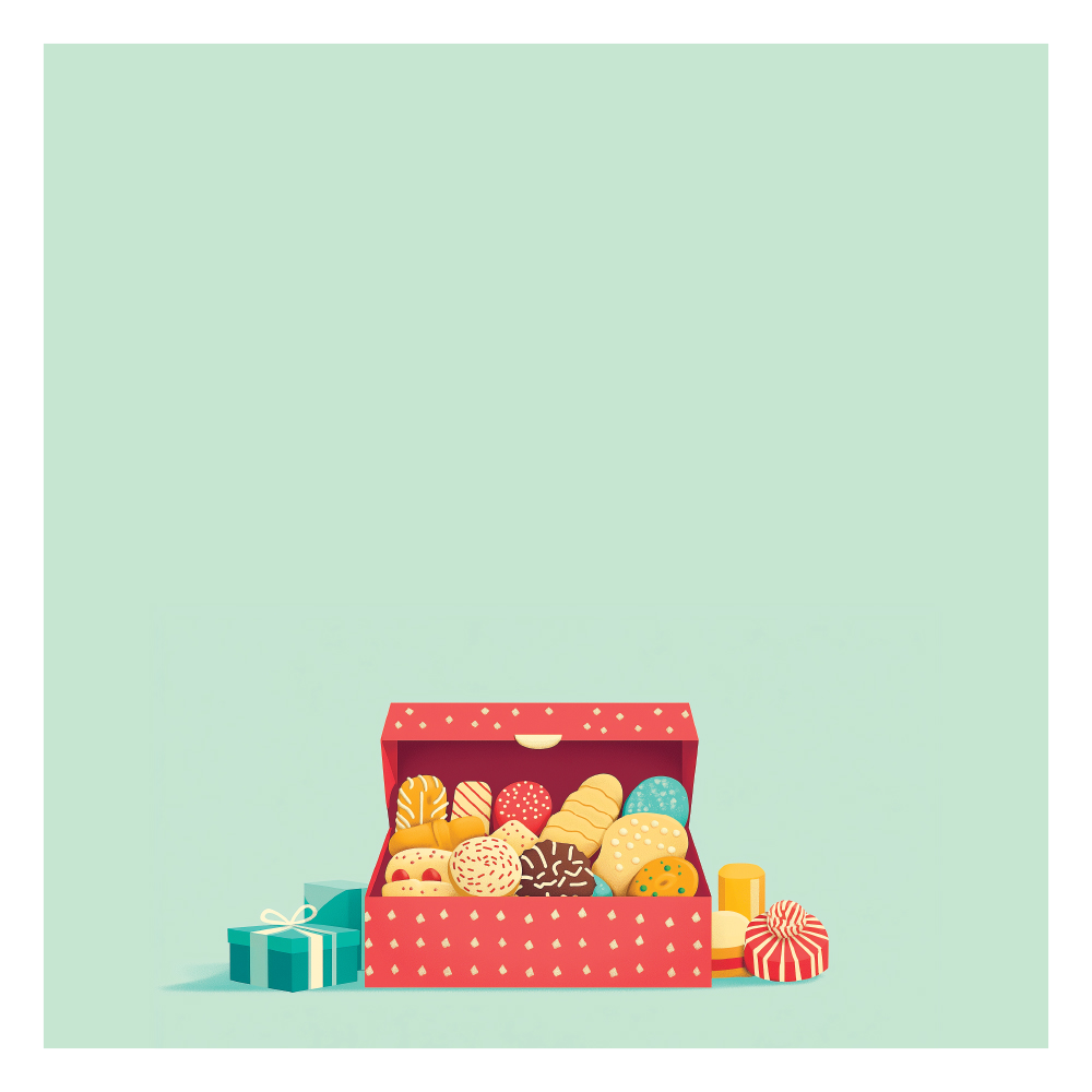 크리스마스 아침에 선물을 받다.