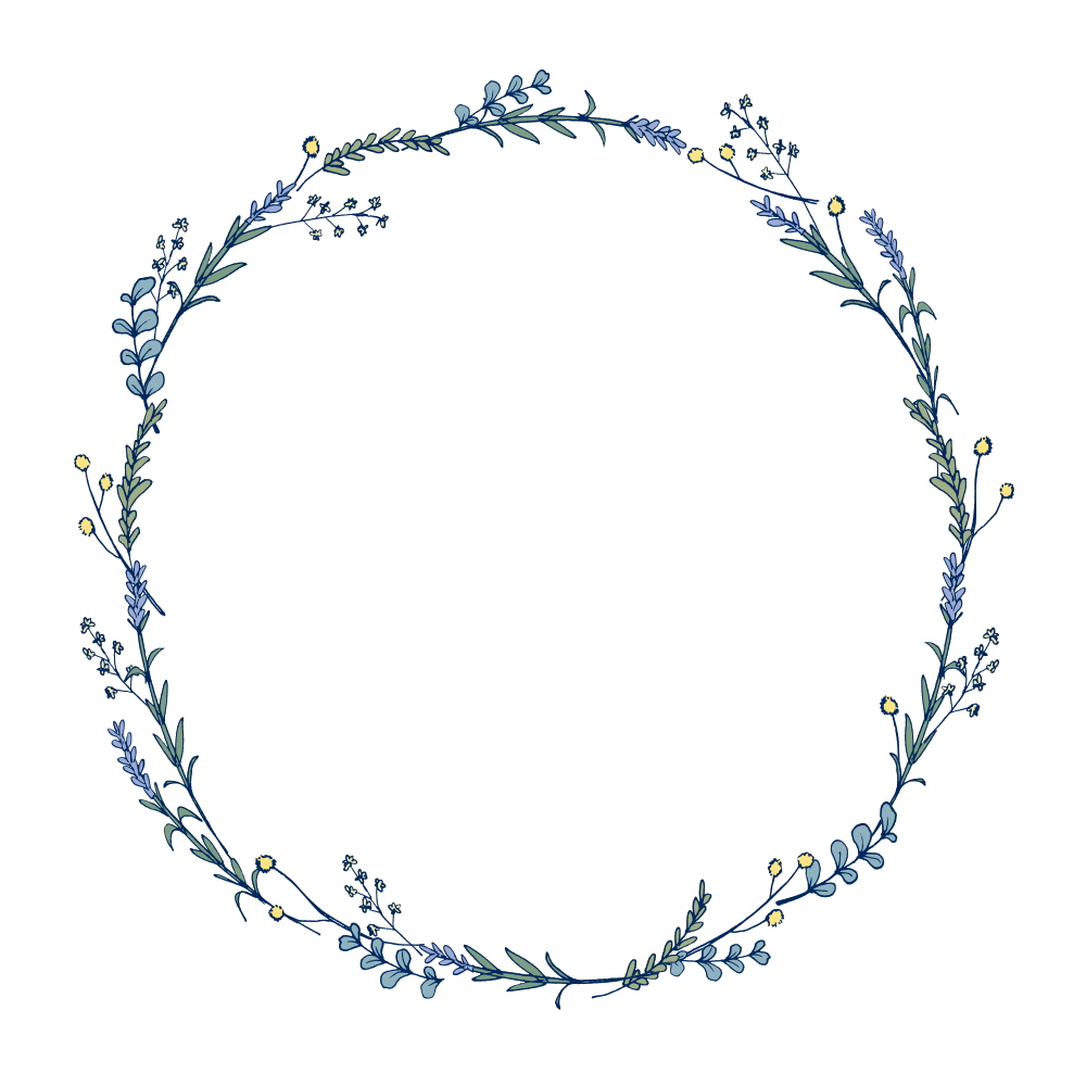 라벤더 꽃 원형 프레임