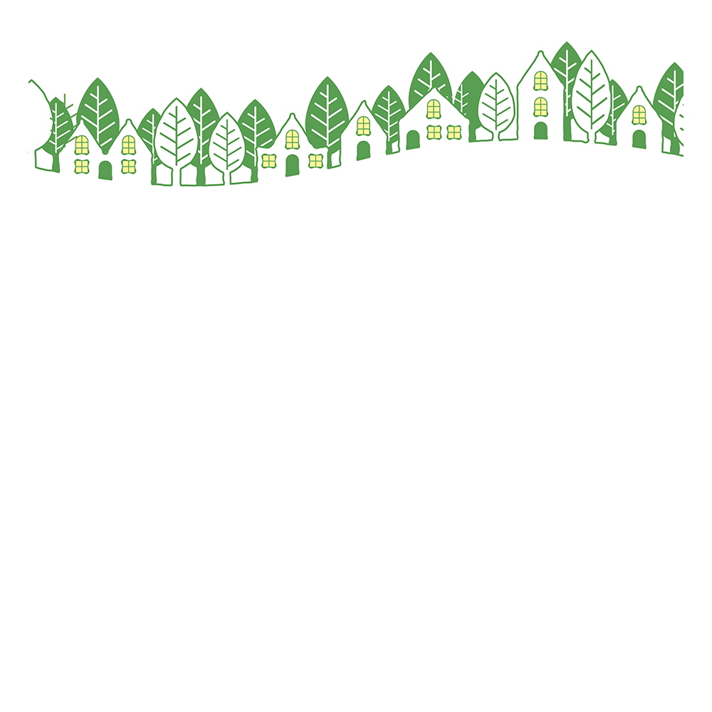 가로수 사이 녹색 하우스