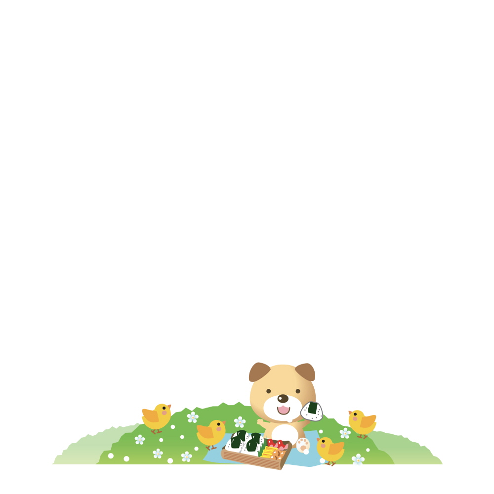 봄 소풍나온 곰과 병아리들